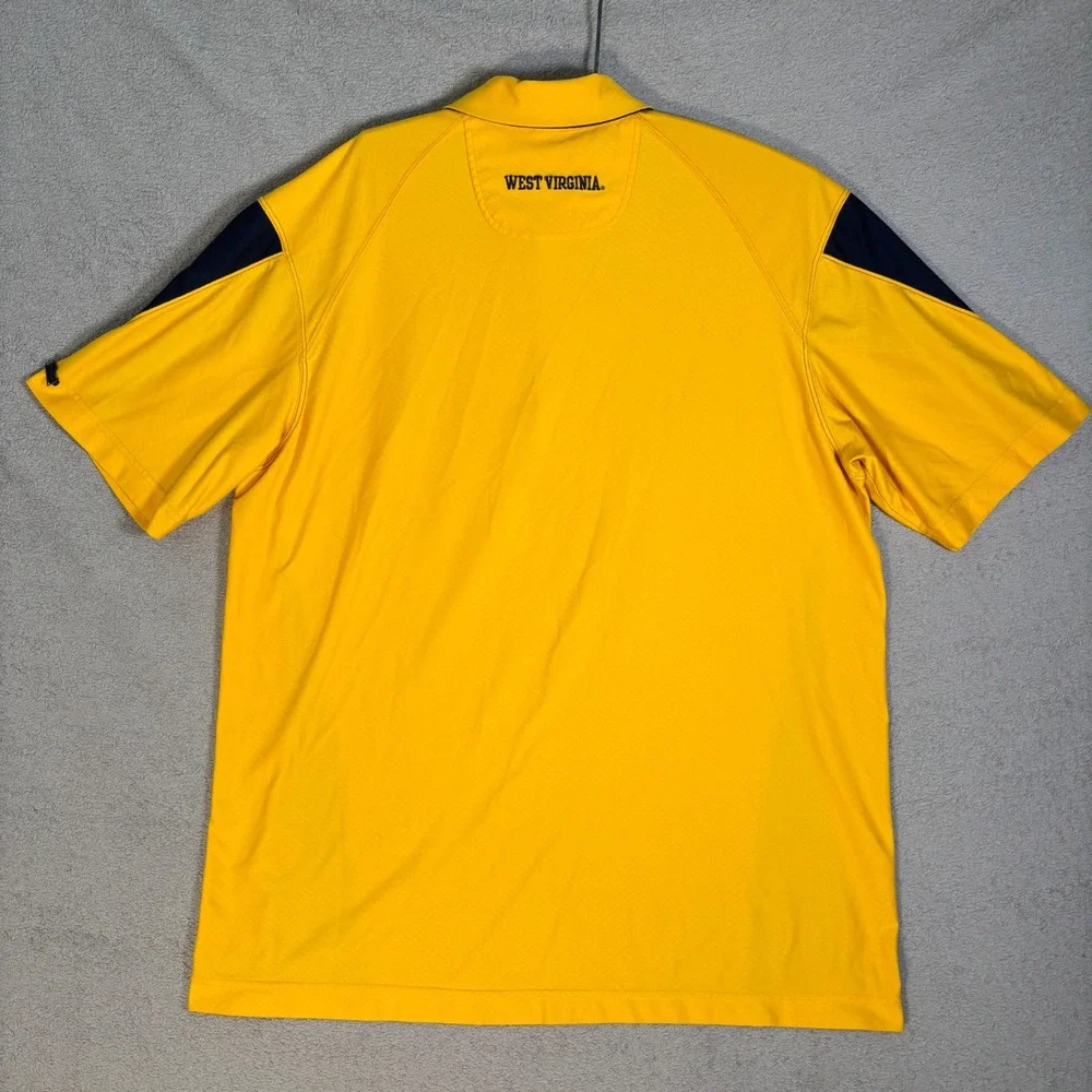 Nike Dri Fit Polo Shirt Men XL West Virginia Mountaineers Yellow Navy Athleisure
